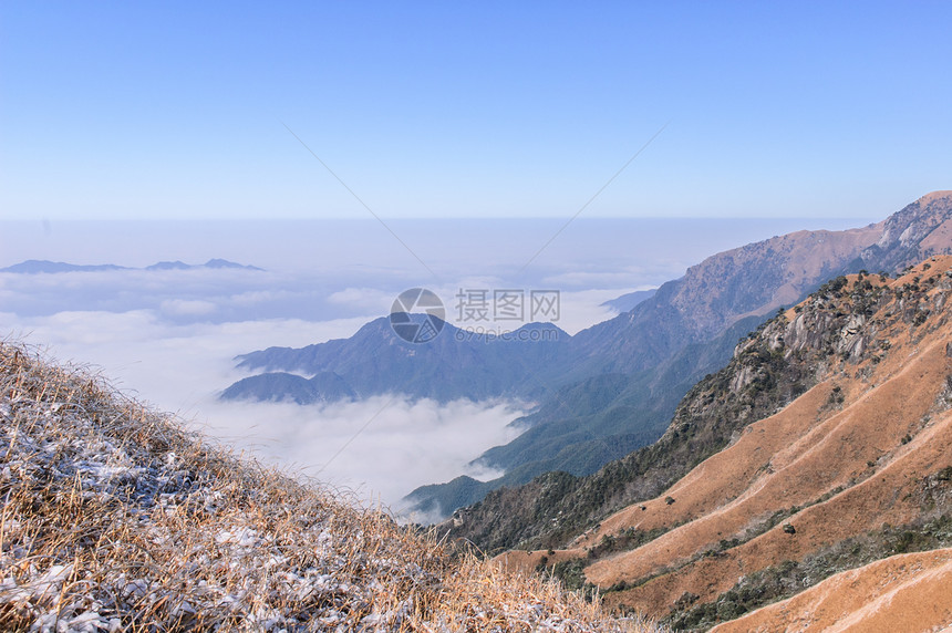 山日出风景太阳远足旅行白色场景山脉晴天武功图片