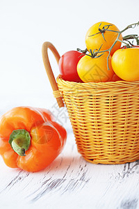 番茄花园橙子桌子盘子黄色乡村胡椒蔬菜背景活力背景图片
