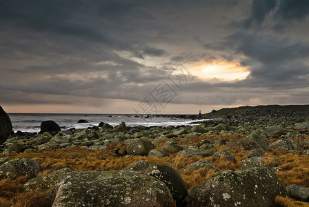 欧布雷斯塔德费尔日落海洋海岸岩石暴风雨景观天气高清图片