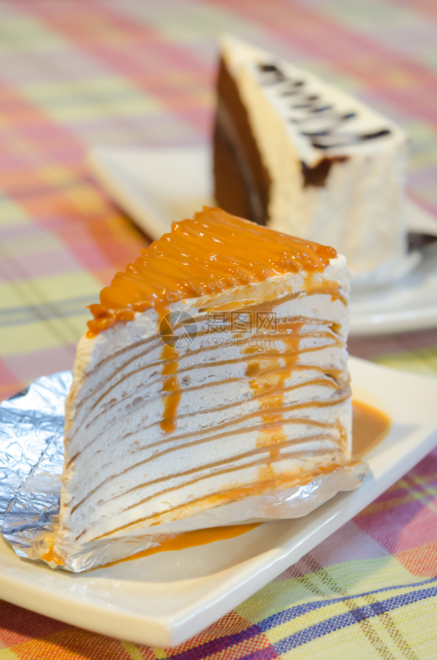 橙crepe蛋糕图片