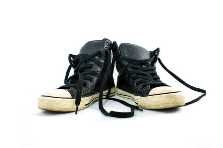 旧鞋凉鞋成人女性黑色衣服跑步女孩男人女士白色背景图片