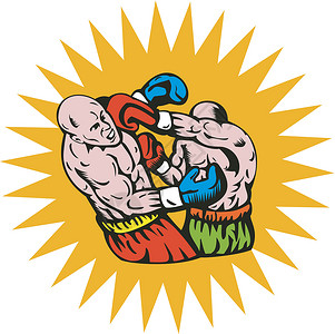 连接击出拳的框框挑战者竞争者冠军插图男性男人肌肉冲孔拳击运动背景图片