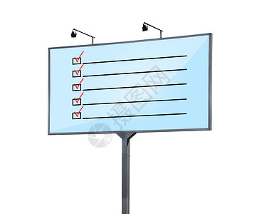 挂在广告牌上的核对清单框架海报展示空白测试广告宣传商业选举公告背景图片