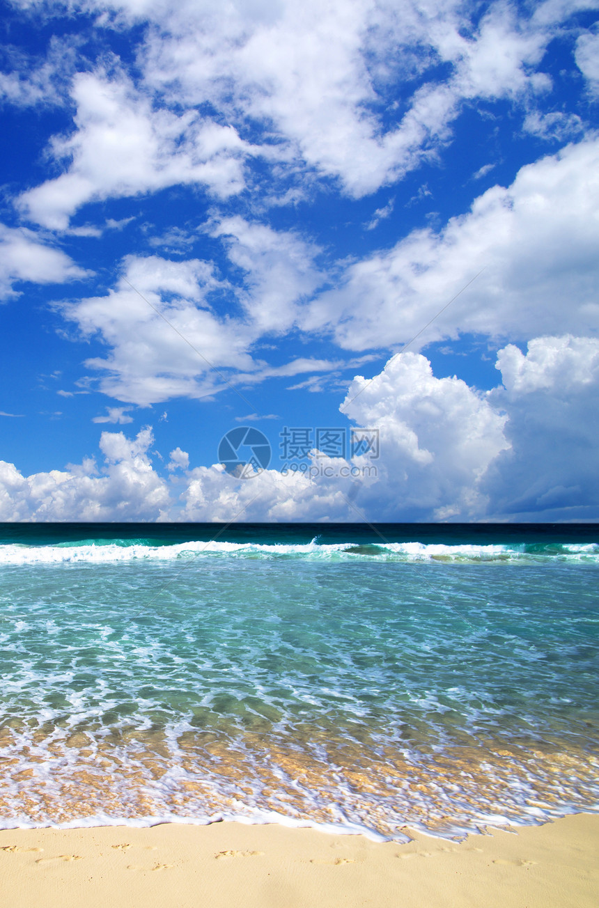 海 海蓝色海岸太阳假期天空海浪热带天堂旅行阳光图片