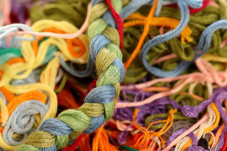 彩色线缝纫锻炼羊毛棉布针线活红色刺绣光束爱好黄色图片
