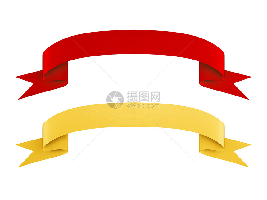 丝带集形状黄色红色丝带横幅金子标签滚动框架图片