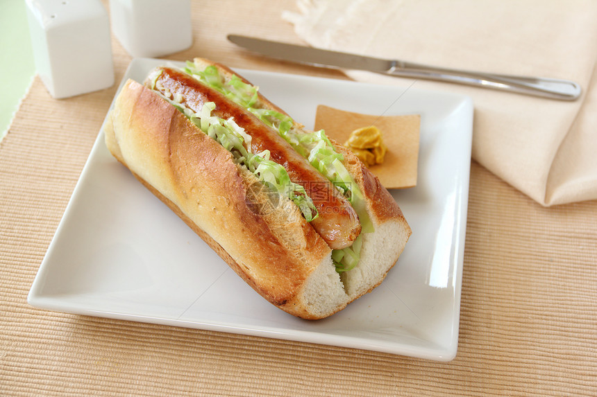 猪肉热狗面包美食烹饪包子午餐味道硬皮香肠餐垫营养图片