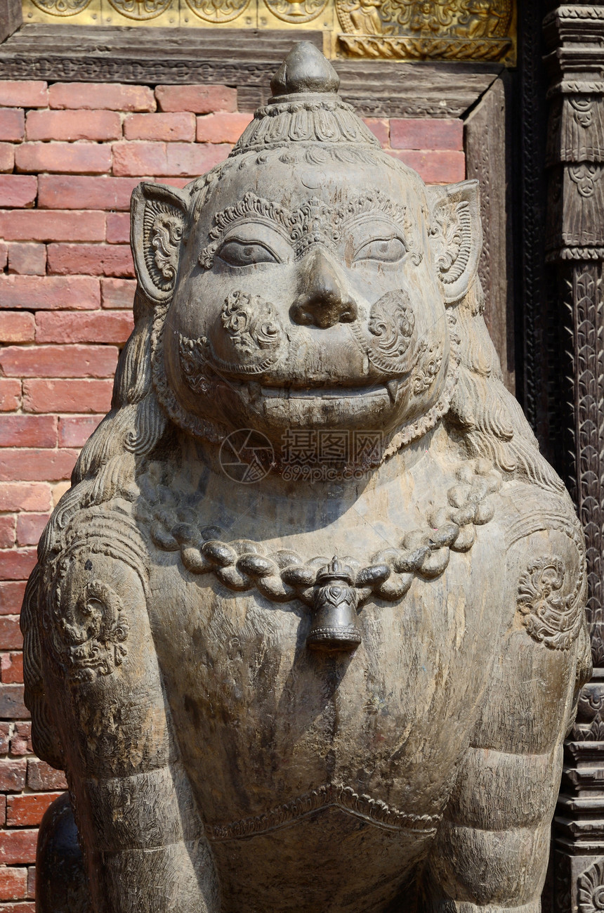 尼泊尔加德满都谷地广场狮子雕像图片