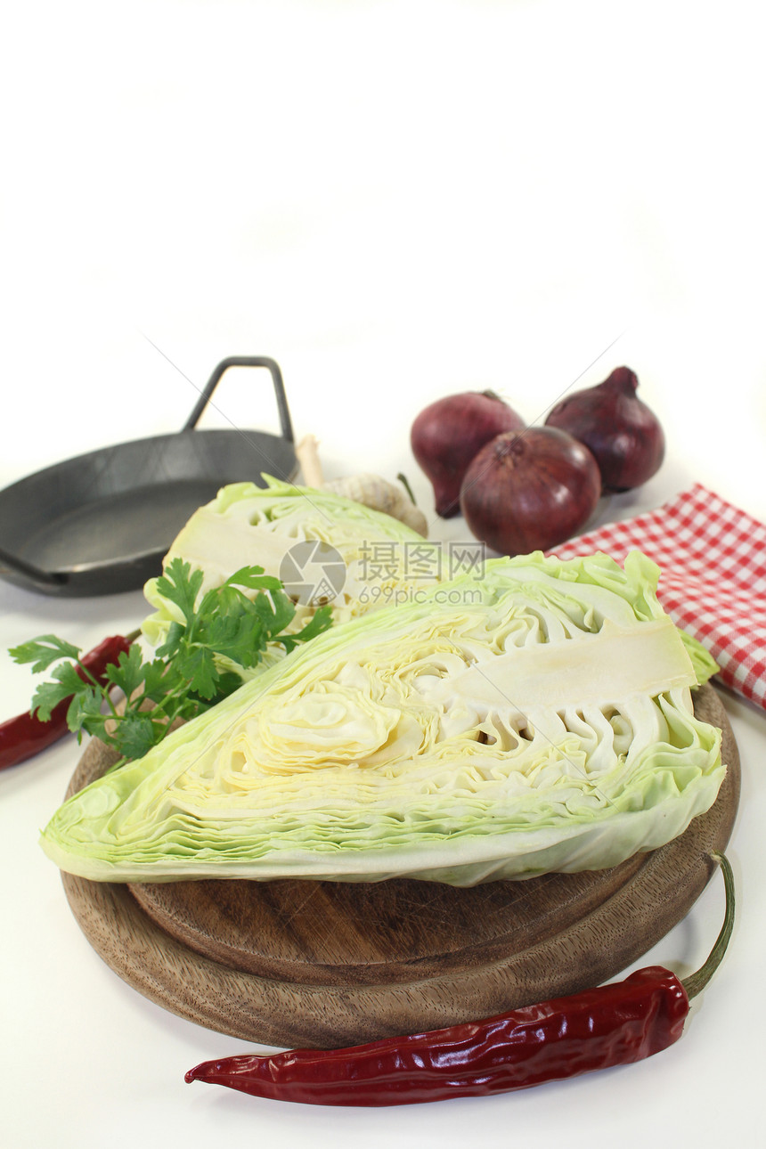 甜心卷心菜淡绿色食物平底锅蔬菜白菜沙拉绿色辣椒洋葱图片