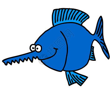 锯鳐元素锯鱼海洋喜悦漫画草图乐趣卡通片游泳创造力插图艺术插画