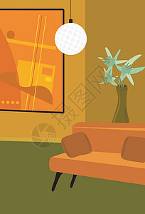 宜家灯现代客厅建筑学绘画地毯现代主义者柔软度丙烯画家具植物枕头沙发插画