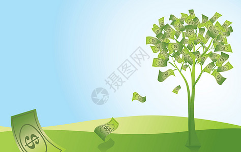 美元透明素材“金钱树”概念插画