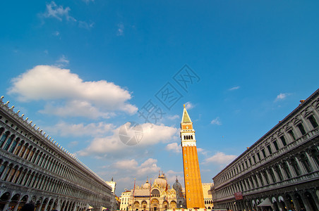 广场圣马尔科意大利文化钟楼高清图片