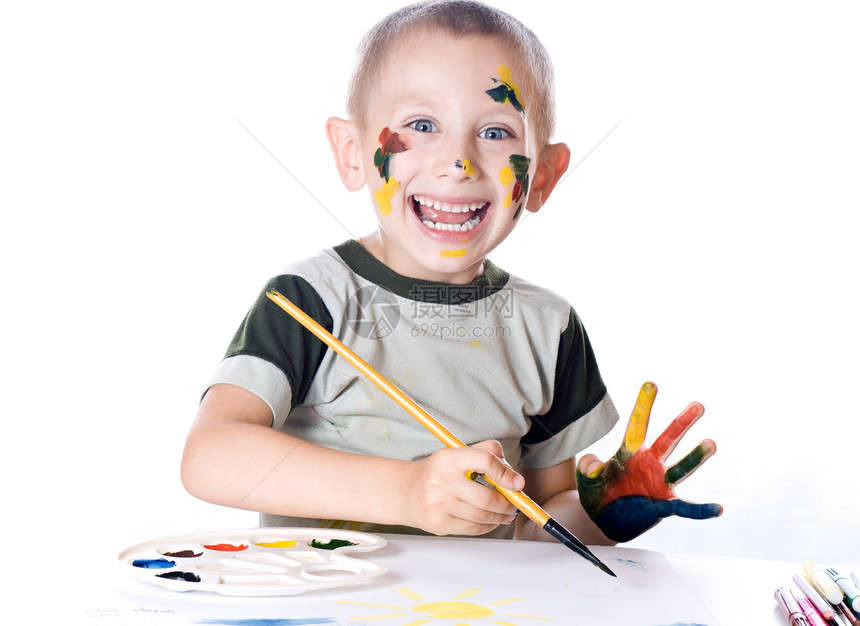 男孩艺人爱好教育快乐创造力艺术家画笔植物男生老年家庭图片