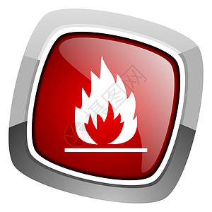 红色火焰图标火焰图标加热警报烟花燃烧网络正方形钥匙互联网篝火按钮背景