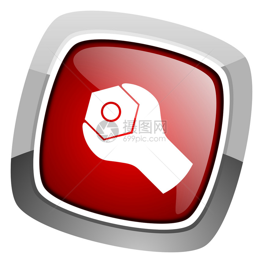 工具工具图标正方形按钮红色商业技术作坊机械工程网络钥匙图片