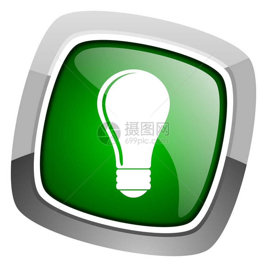 灯泡图标环境玻璃互联网绿色网络技术合金正方形钥匙商业图片