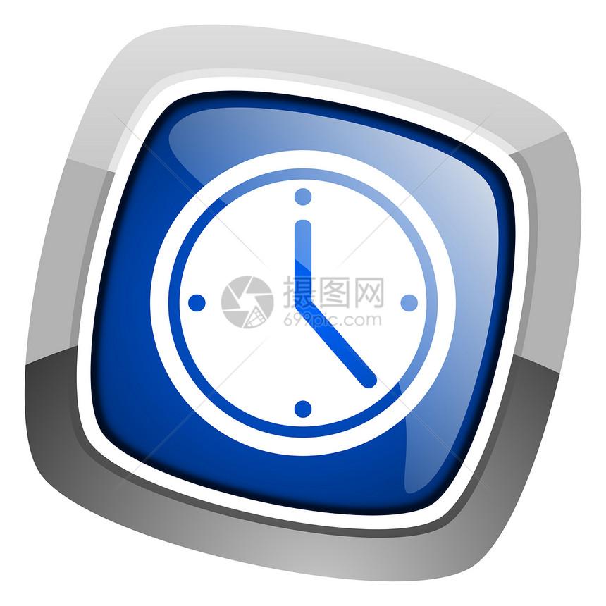 时钟图标计时器蓝色小时按钮互联网倒数塞子时间网络历史图片