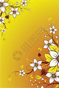 矢量花卉背景橙子蝴蝶植物叶子插图背景图片