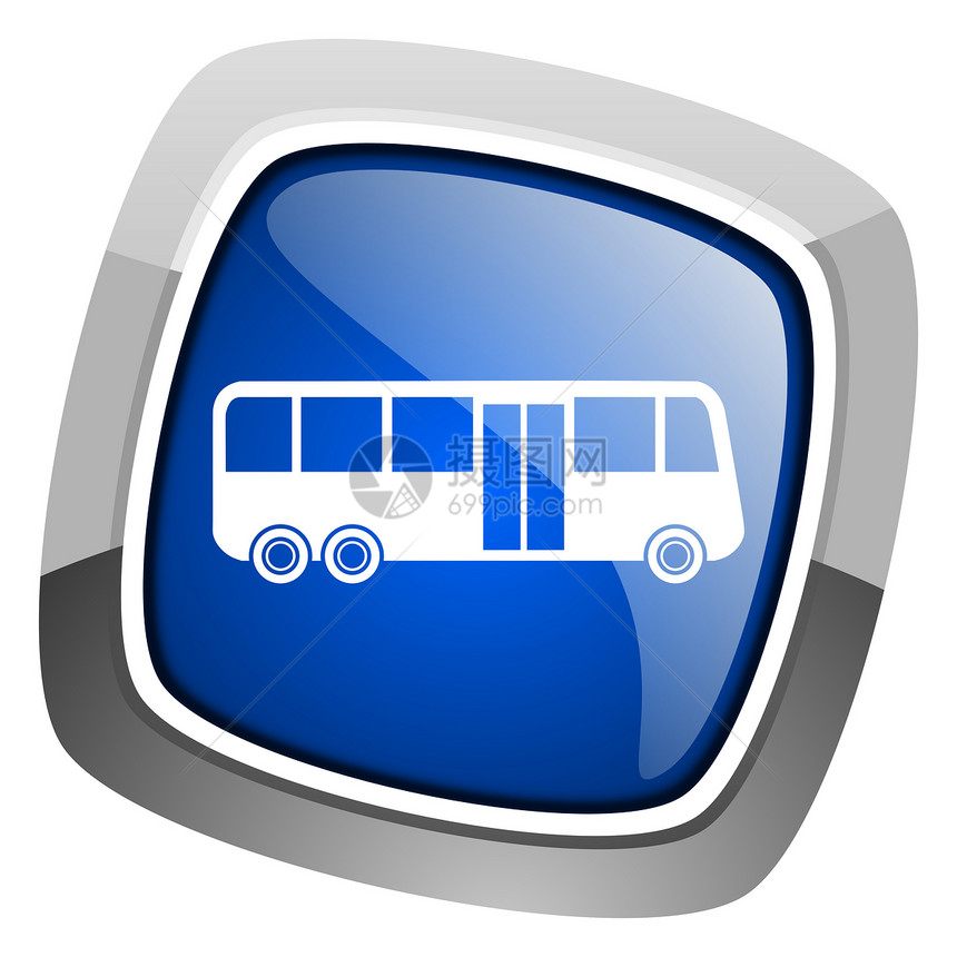 公共汽车图标钥匙蓝色按钮汽车商业货物合金旅行网络正方形图片