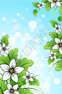 鲜花背景插图墙纸叶子植物艺术空白绿色背景图片