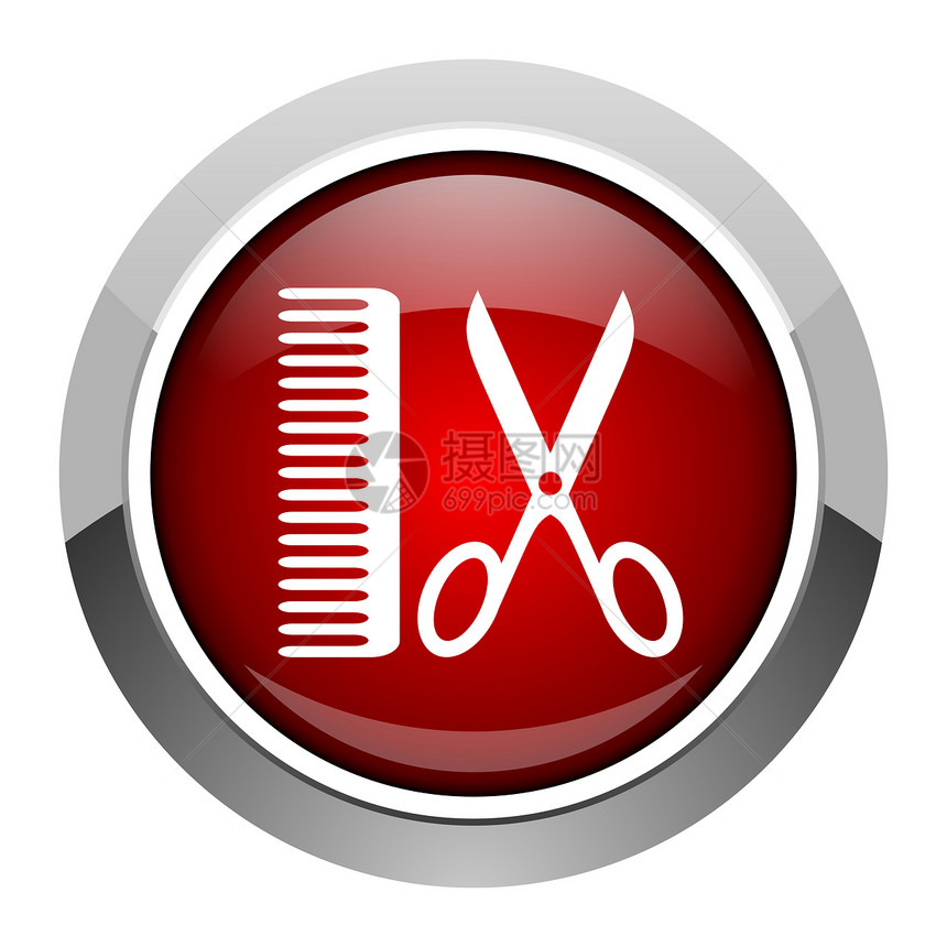 理发图标胡须梳子商业横幅化妆品洗头网络发型红色圆圈图片