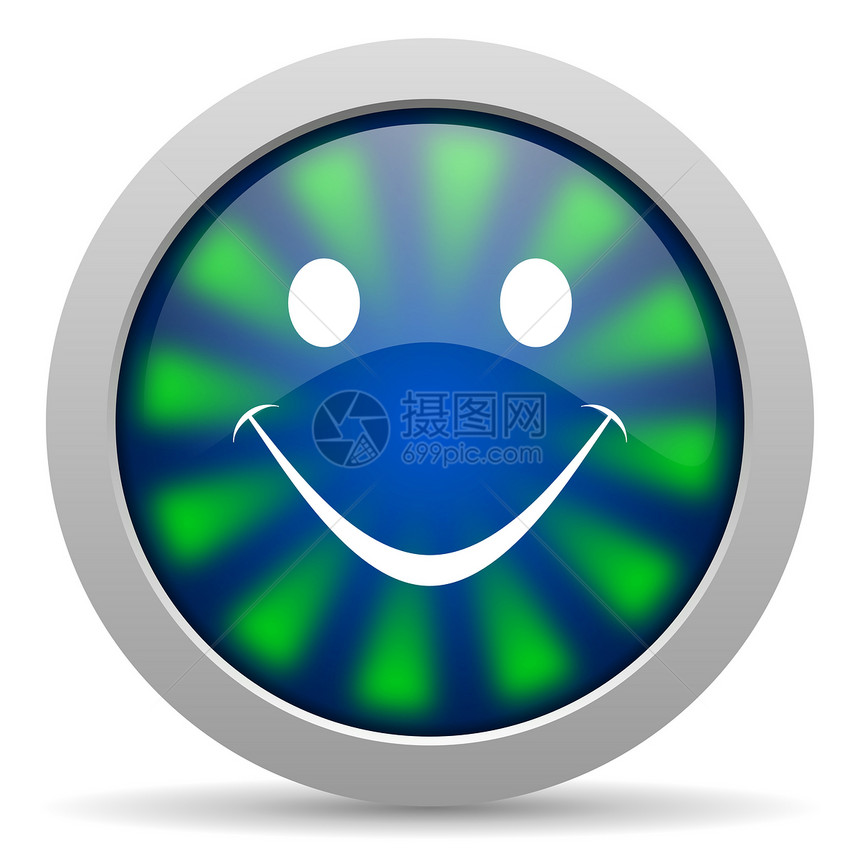 微笑图标笑脸复选协议绿色圆圈蓝色投票标记表情按钮图片