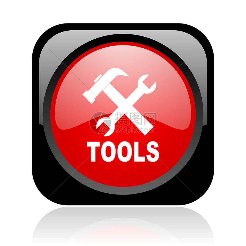工具黑和红色正方网站灰色图标服务按钮网络机械锤子商业作坊工作仪表技术图片