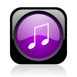 紫色音乐图标黑色和紫色广场网络光亮图标互联网歌曲玩家音乐乐器音乐播放器播送钥匙乐队旋律背景