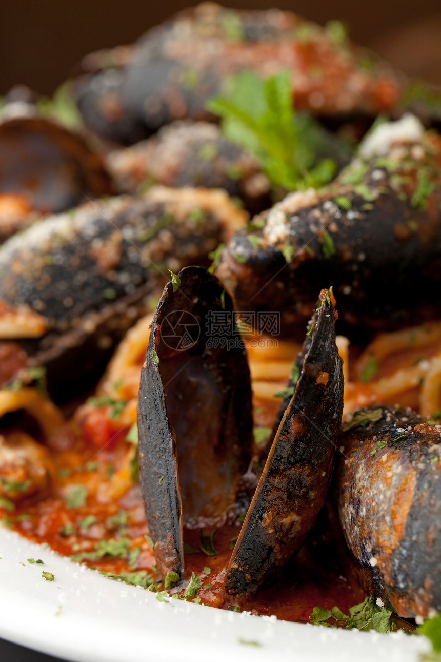 Zuppadi 贝壳闭合盘子乡村香菜贝类海鲜食物饮食营养餐厅午餐图片