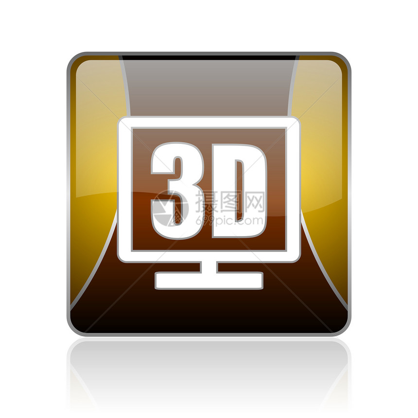 3d 显示金方格网的闪光图标图片