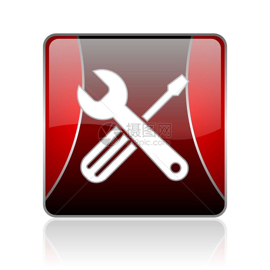 工具红色方格网络光滑图标锤子工作作坊网站标识互联网商业黑色维修钥匙图片