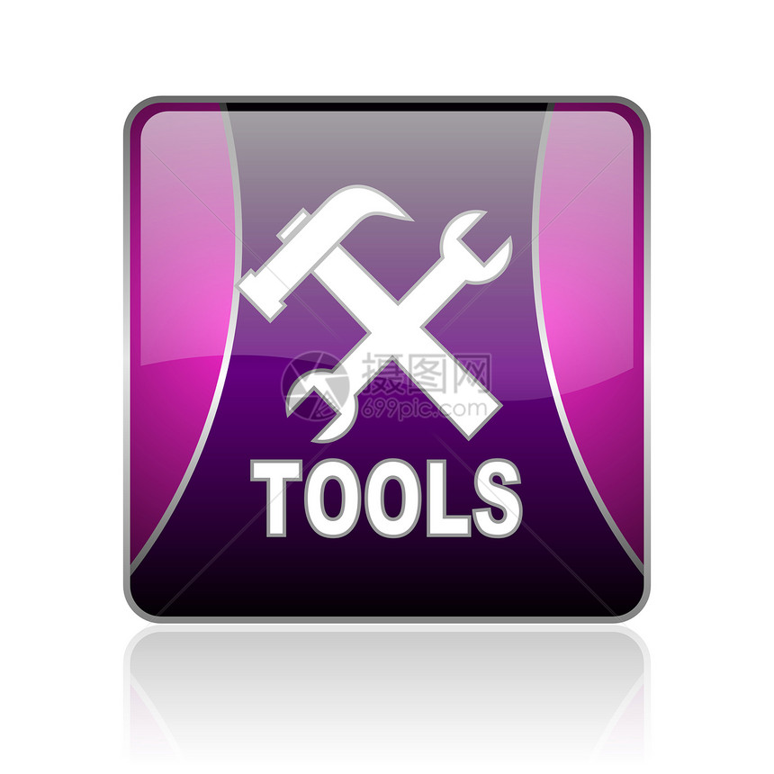 工具 Violet 广场网络光亮图标黑色锤子仪表正方形维修乐器紫色工作服务商业图片