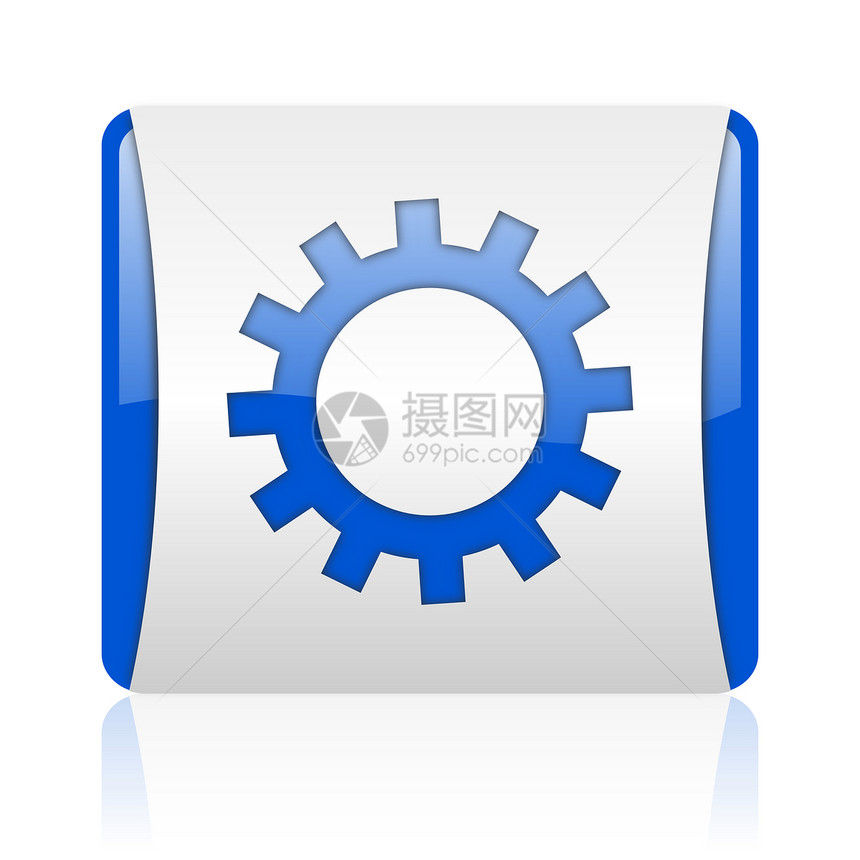 蓝方网格闪光图标齿轮工具互联网蓝色机械网站按钮链轮商业作坊图片