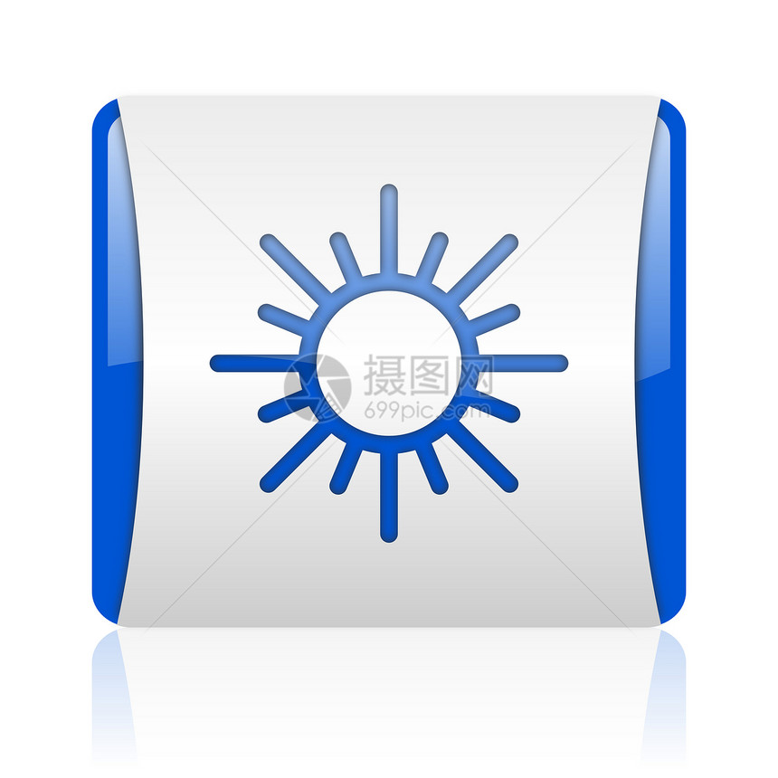 蓝蓝平方网络闪光图标预测晴天天气正方形气氛预报太阳按钮网站气象图片