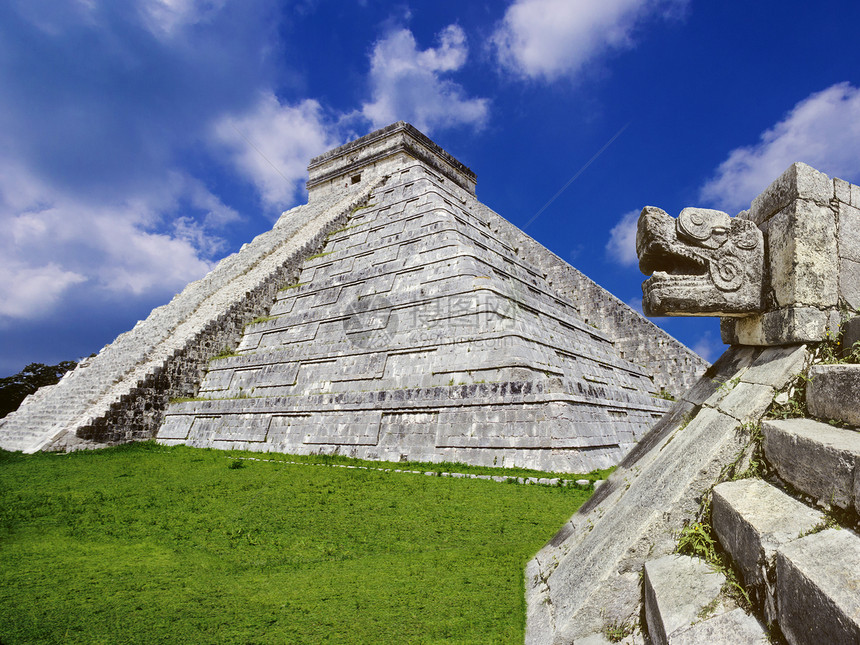 墨西哥玛雅金字塔文化寺庙拉丁城市世界建筑学地标雕像建筑石头图片