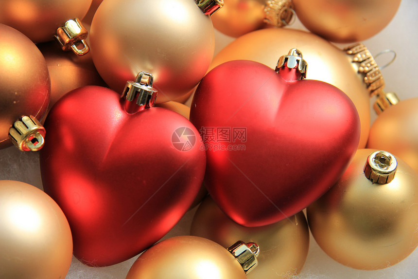 红心红心型圣诞节装饰品图片