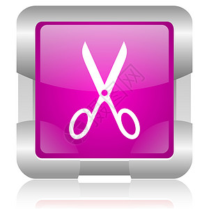 美容师图标粉红色平方网络闪光图标头发粉色金属美发互联网商业美容师正方形紫色网站背景
