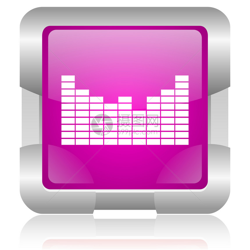 声音粉红色平方 Web 闪亮的图标图片