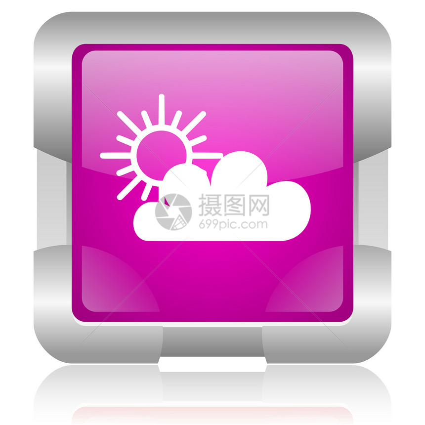 粉红色平方网络光亮的图标金属按钮预报气象正方形网站晴雨表气候商业温度图片