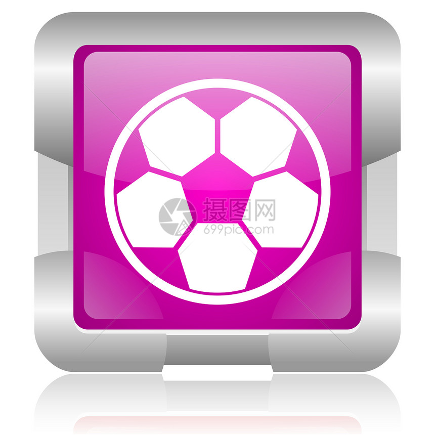 粉红色足球平方网络闪光图标图片
