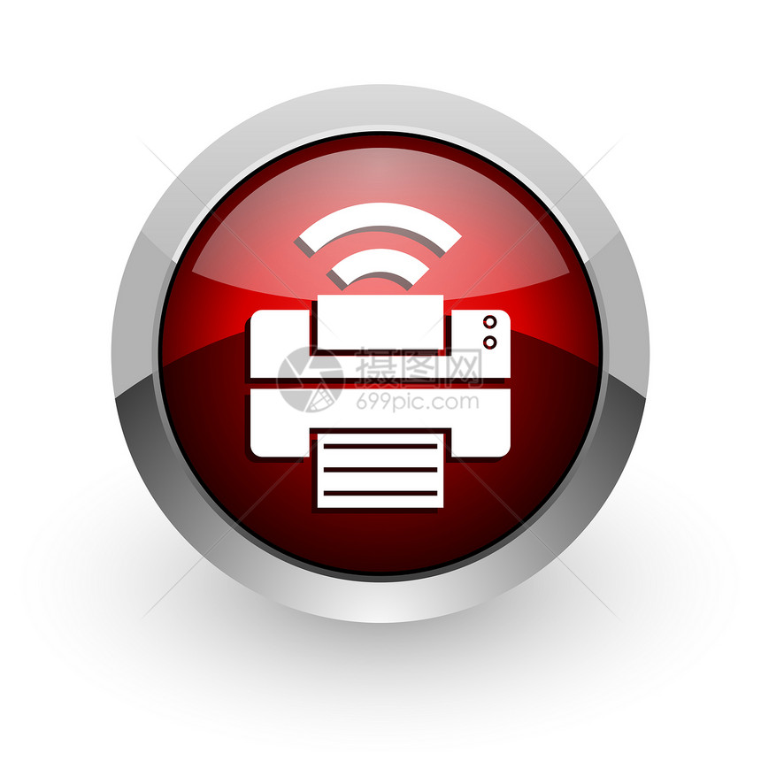 打印红色圆红圆web glossy 图标打印机按钮传真互联网圆圈办公室电气网络工具钥匙图片