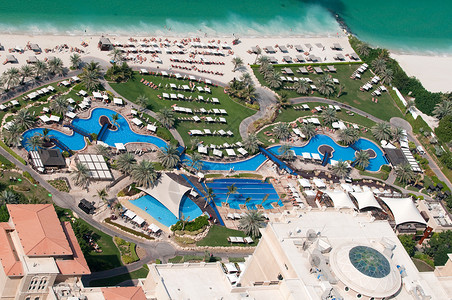 赫米蒂奇酒店阿拉伯联合酋长国迪拜码头豪华酒店的泳池和海滩区背景