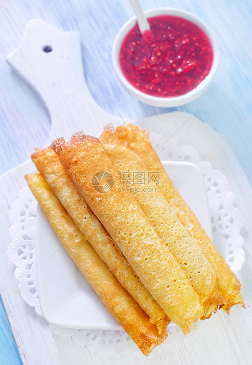 煎饼饼食物树叶摄影薄荷浆果面粉甜点饼子早餐金子图片