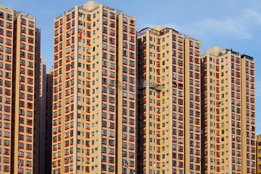 香港住宅楼香港人群民众房子财产窗户蓝色土地住房城市天空图片