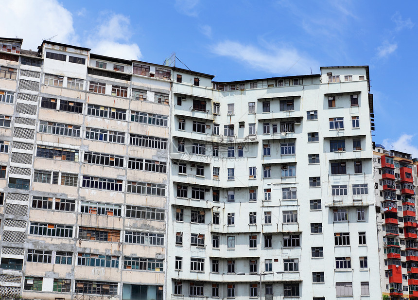 香港老旧住宅楼 香港公寓生活贫困居所建筑建筑学住房城市市中心天空图片