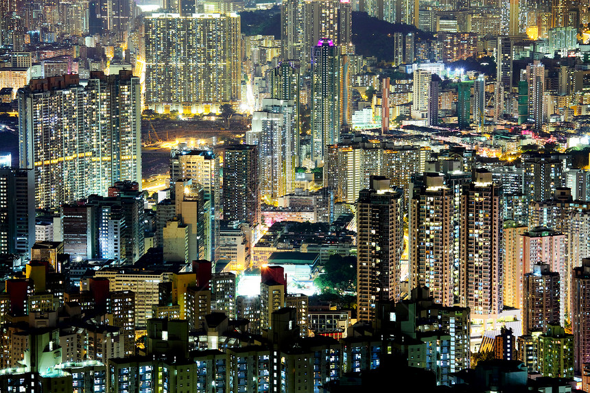香港市中心楼群拥挤晴天住宅住房财产房子建筑城市鸟瞰图窗户公寓图片