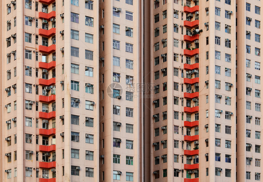 香港的公寓楼大楼城市摩天大楼住宅建筑学高楼财产建筑住房窗户图片