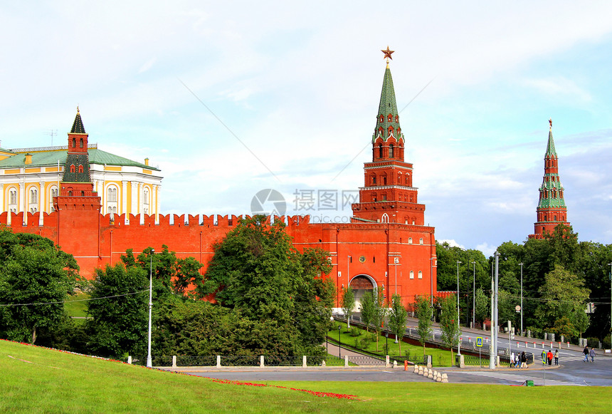 莫斯科克里姆林宫金子星星市中心兴趣历史性城市风景旅游中心蓝色图片
