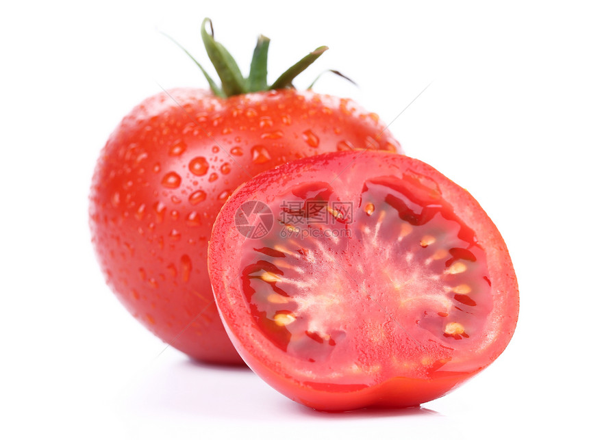 红番茄菜和切片图片